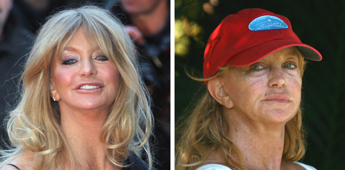 Звезды без макияжа – мечта папарацци Голди Хоун Звезды без макияжа