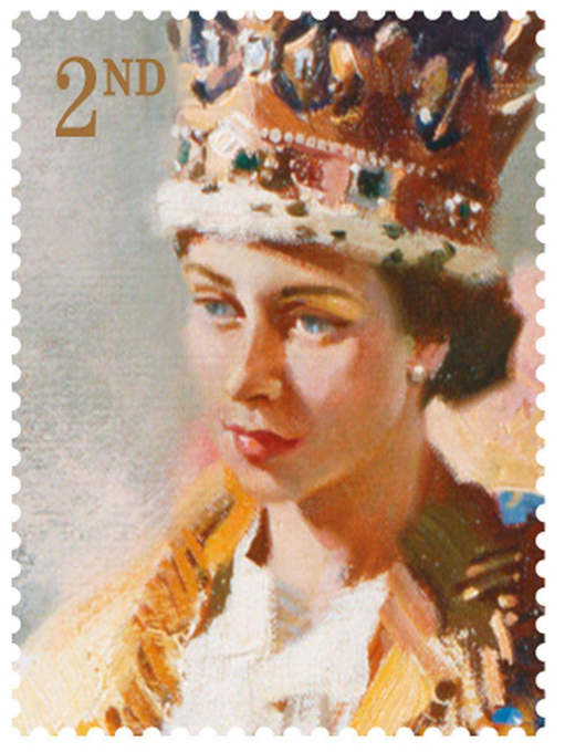 В Великобритании празднуют 60-летие правления Елизаветы II В новую юбилейную серию вошли 6 марок. Одну из марок украшает известнейший портрет королевы - кисти Пьетро Аннигони. Картину в 1954 году заказала Гильдия рыботорговцев для главного зала Фишмангер-холла.  Великобритания, праздник, 60-летие правления Елизаветы II, королева