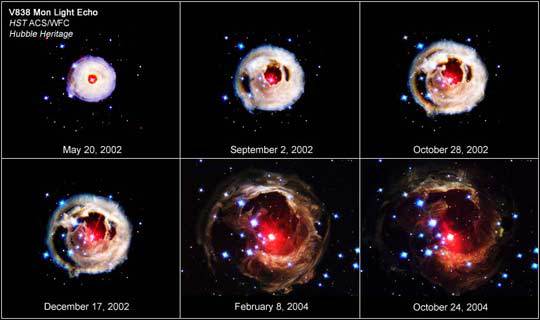 Эволюция взрыва звезды V838 Единорога